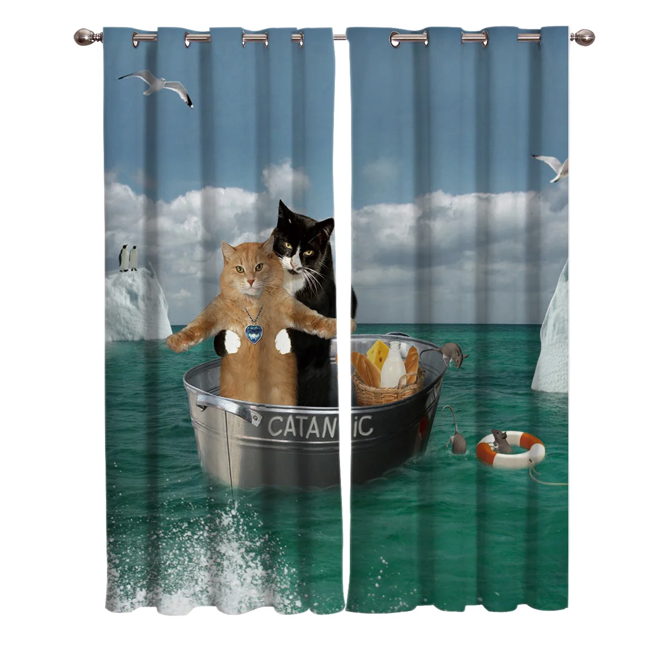 Забавная кошка с рисунком ведро Мультяшные занавески для окна балдахин гостиной