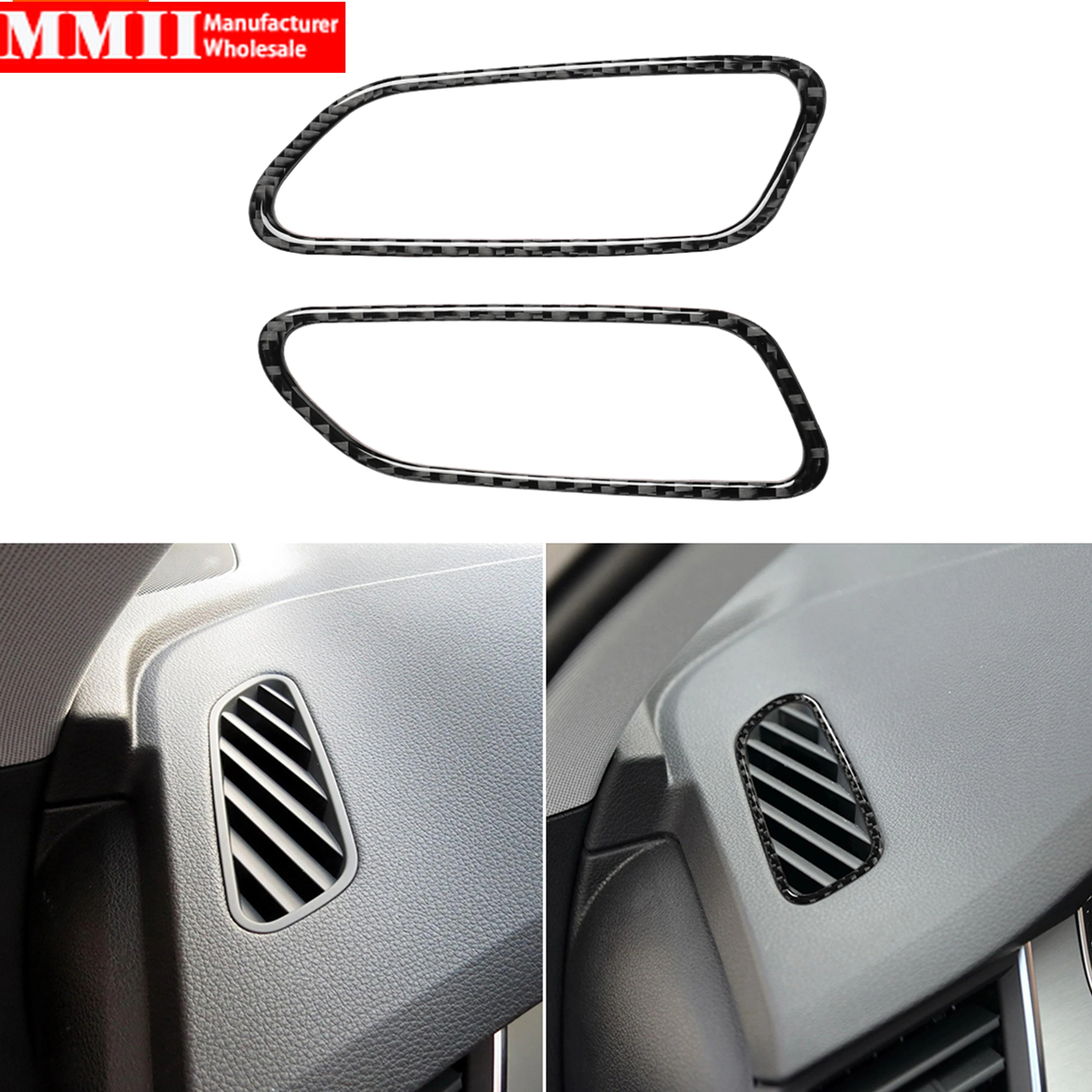 Carbon Fiber Stickers For Audi Q7 SQ7 4M 2016 2017 2018 2019 Dashboard Both Side Air Vent Outlet Frame Interior Car Accessories