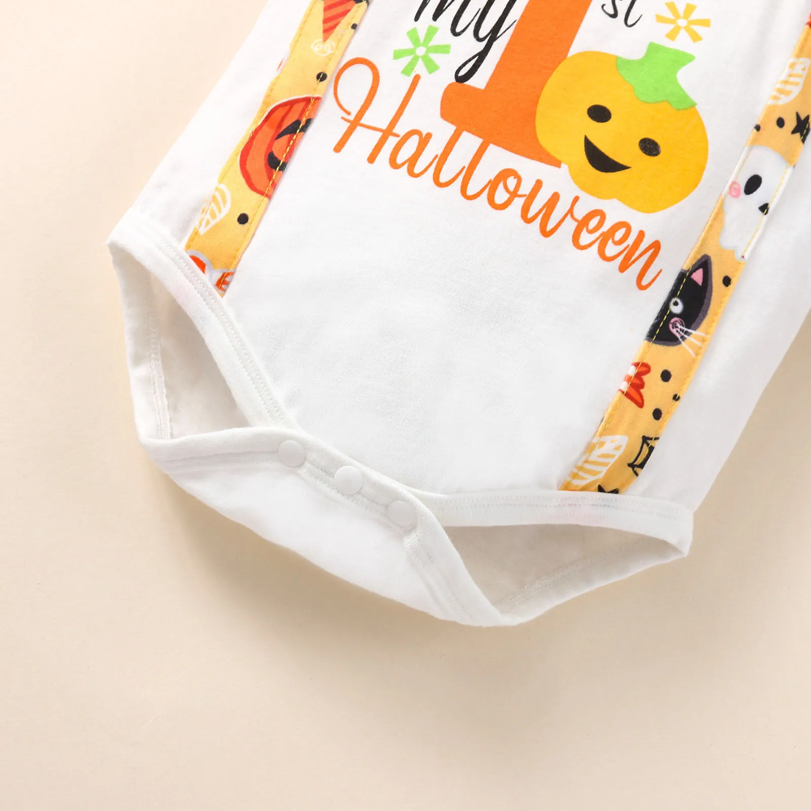 

3PCS Baby Girl Clothes Sets Autumn Newborn Infant Knitted Cotton Halloween Pumpkin Letter Romper Stripe Print Pant Outfits