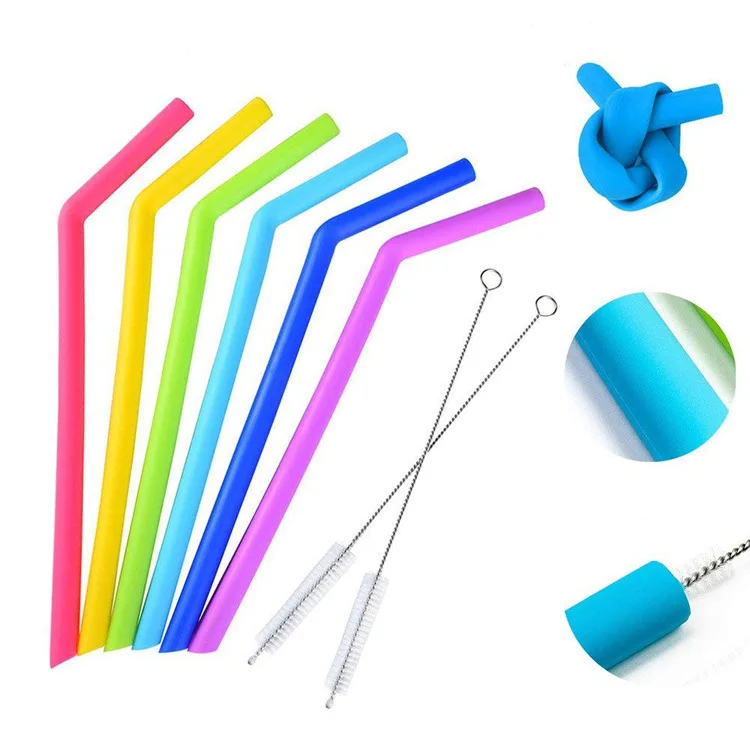 

Food Grade Silicone Straws, Children Pregnant Women Drinking Water Through Straws with Straw Brush 8-piece Set
