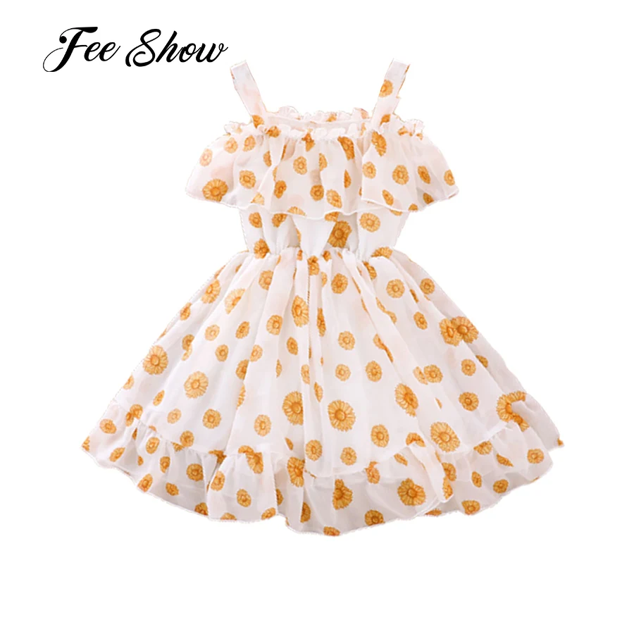 

Newborn Girls Princess Dress Summer Baby Girls Clothing Sleeveless Floral Off-shoulder Ruffles Chiffon Dress Vestido for Toddler