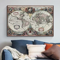 retro world map nautical ocean map canvas painting posters prints chart sticker antique large size wall art pictures home decor