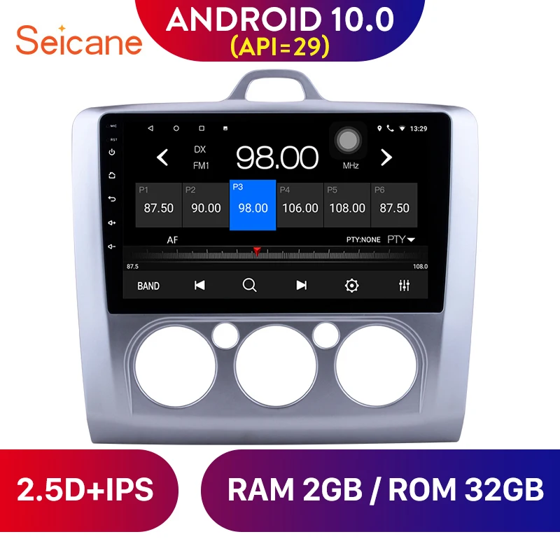 Автомагнитола Seicane 2 + 32 ГБ Android 10 0 9 дюймов стерео GPS навигация 2DIN блок для ford focus Mk2