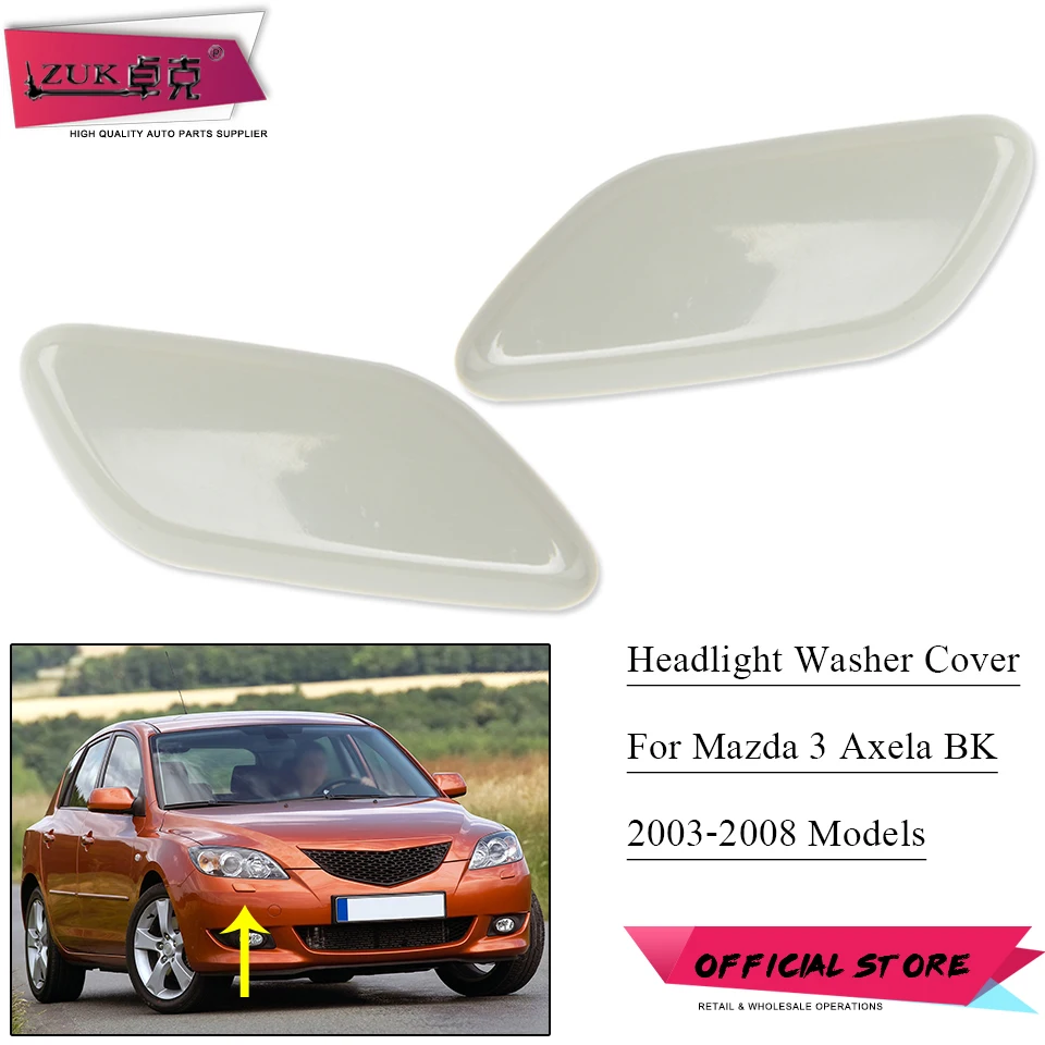 For Mazda 3 Axela 5-Door 2003 2004 2005 2006 2007 2008 Headlight Washer Nozzle Cover Headlamp Cleaning Water Spray Jet Cap Lid