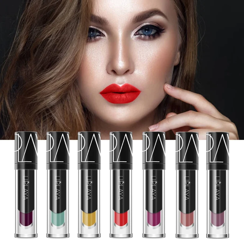 Цветной матовый блеск для губ стойкий увлажняющий антипригарный стакан