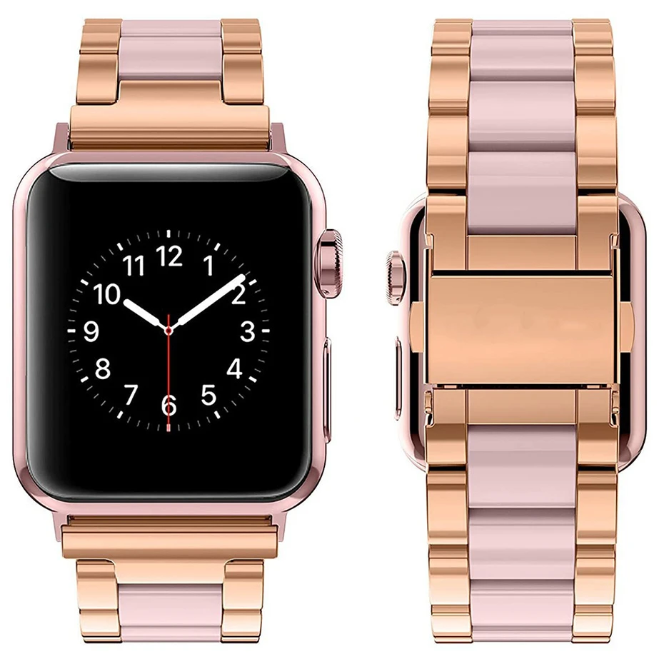 Resin Stainless Steel Strap Watchband for apple watch 5 band 44mm iwatch 42mm Series 5 4 3 2 Wrist Accessories loop 40m bracelet