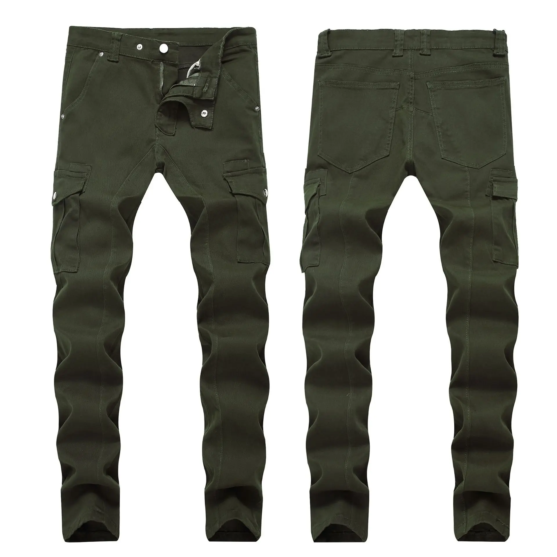 Прямые волосы с эффектом потертостей множеством прозрачных молния Штаны homme