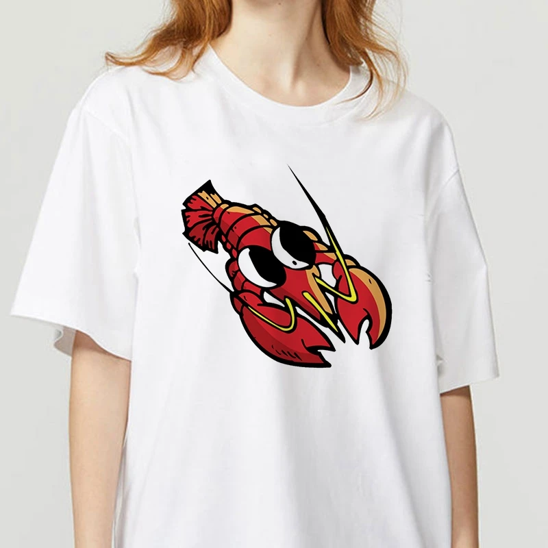 

Short Sleeve Round Nack T-Shirts Leisure Top Tee Casual Ladies Tshirt Cute LobsterlingT Shirt Women Summer Fashion Tops TShirt