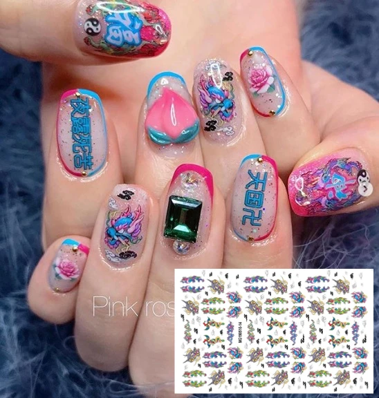 MG190510 14 неоновые буквы NEWESTflower японский дизайн крест стикеры 3d на ногти nail art