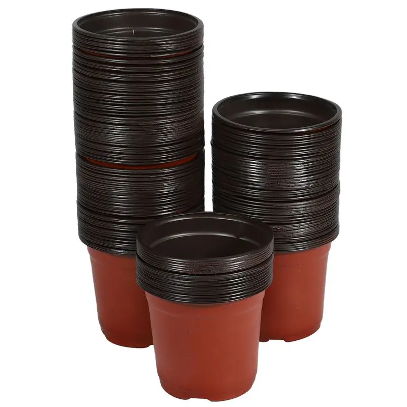 

150Pcs 4.72 Inch Plastic Flower Seedlings Nursery Supplies Planter Pot/Pots Containers Seed Starting Pots Planting Pots