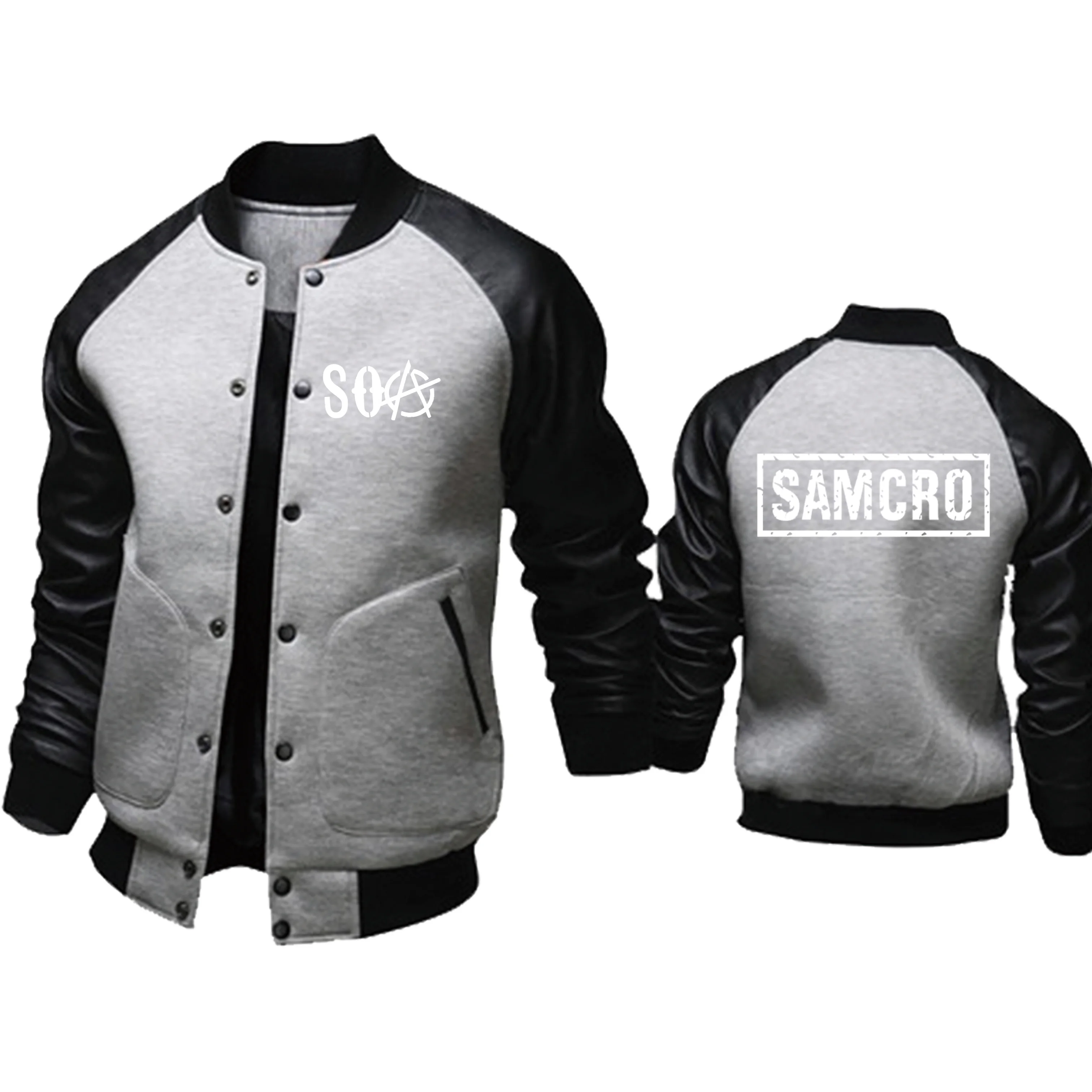 

Casual trend Men's Zipper hoodie SOA Sons of Anarchy Printing Winter High Quality Thicken Warm Wool Fleece Cotton Men's jackets