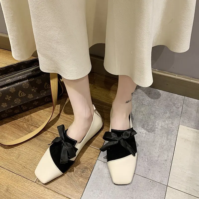 

Spring New Women's Shoes Fashion Luxury Soft Comfort Low-heel Butterfly Knot Ballet Low Heels Designer Shoes Zapatos De Mujer