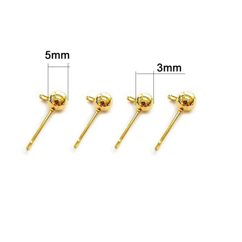 20PCS/lot Stainless Steel Gold Silver Color Ball Stud Earring Ear Pin Findings for DIY Earrings Base Jewelry Making | Украшения и