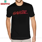 Белая мужская футболка с логотипом Gorillaz 2D, черная хлопковая футболка с короткими рукавами 3XL и круглым вырезом