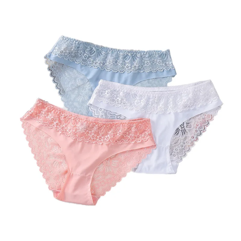 WHPC Lace Women Panties Sexy Underwear Fashion Slip Femme Milk Silk Female Lingerie Ladies Intimate Underpants M-XL | Женская одежда