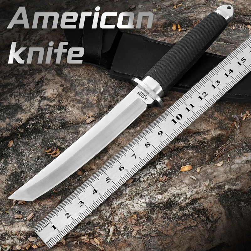 

Outdoor Survival Knife Tactical Knife Japan Steel 9CR18MOV ABS Black Handle Camping Hunting Hiking Collection Gift