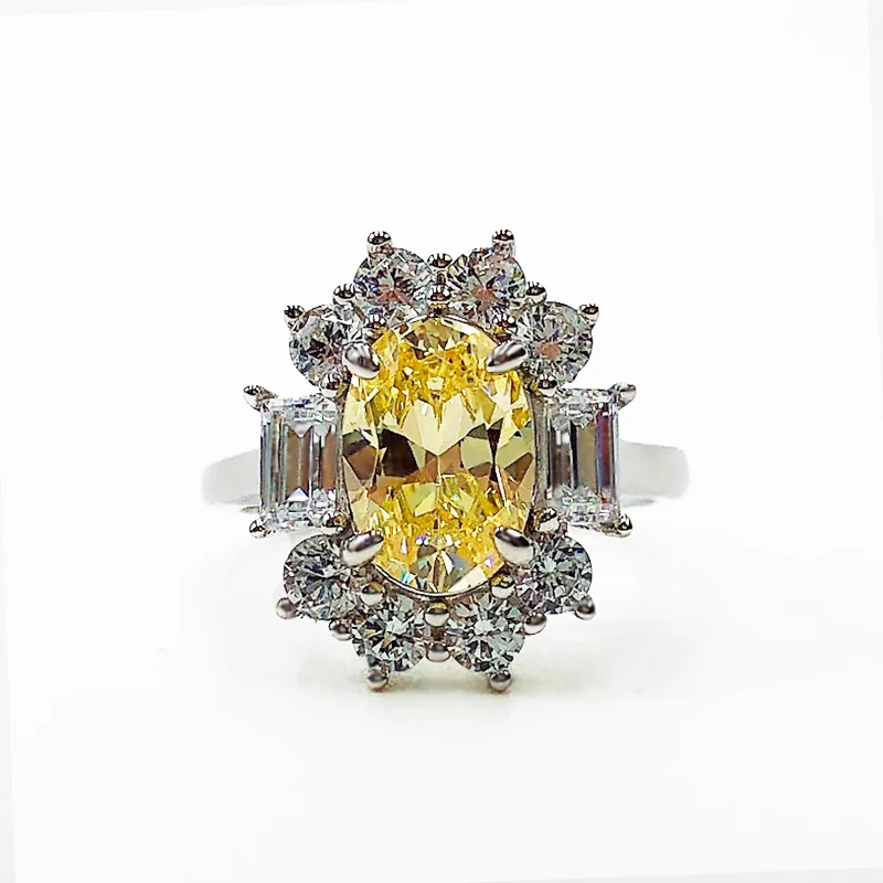 

2021 New S925 Sterling Silver Jewelry Ring Oval Cut Car Flower Round Pointed Bottom Ring Jewelry Lady