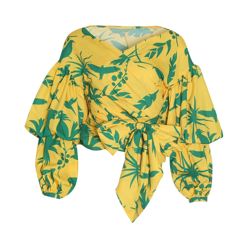 Женская Асимметричная рубашка TWOTWINSTYLE осенняя блузка с бантом v-образным вырезом