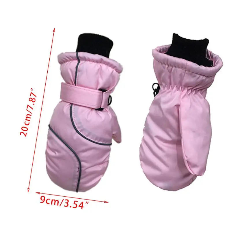 

Toddler Kids Winter Snow Ski Gloves Waterproof Windproof Solid Color Patchwork Thicken Warm Adjustable Stretchy Mittens 5-9T