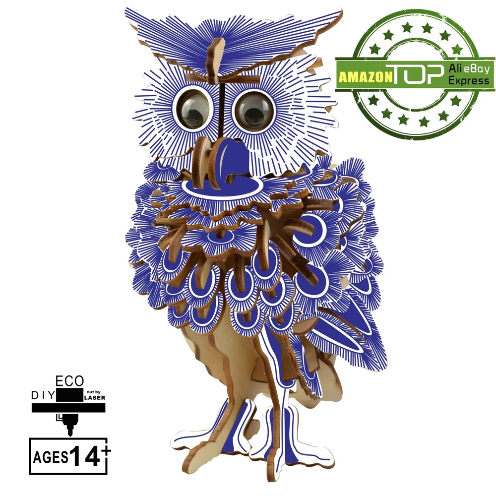

3D Owl Wooden Puzzle Jigsaw Wood Craft Modelling Toy Kit Kids DIY Educational Toy Handicrafts Child Gift
