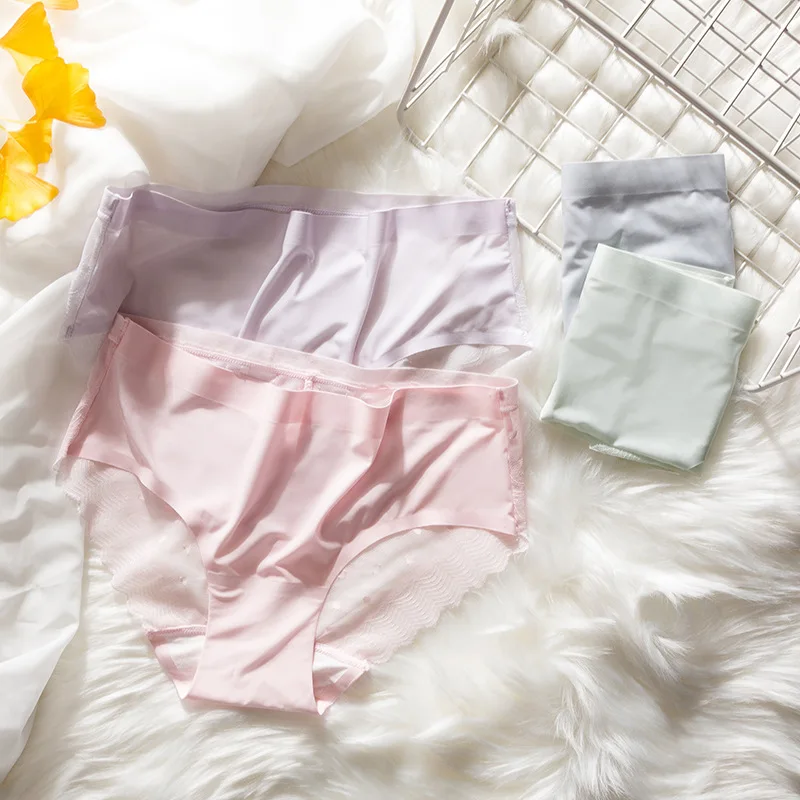 Женские хлопковые трусики со средней талией Roseheart фиолетовые и розовые бесшовные