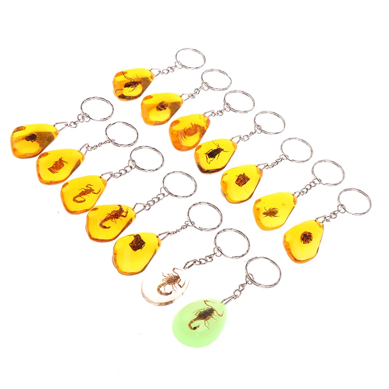 1 шт. очарование натуральный янтарь + цепочка для ключей смола насекомых