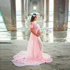 Женское шифоновое платье для беременных, однотонное платье в пол с открытыми плечами и разрезом спереди