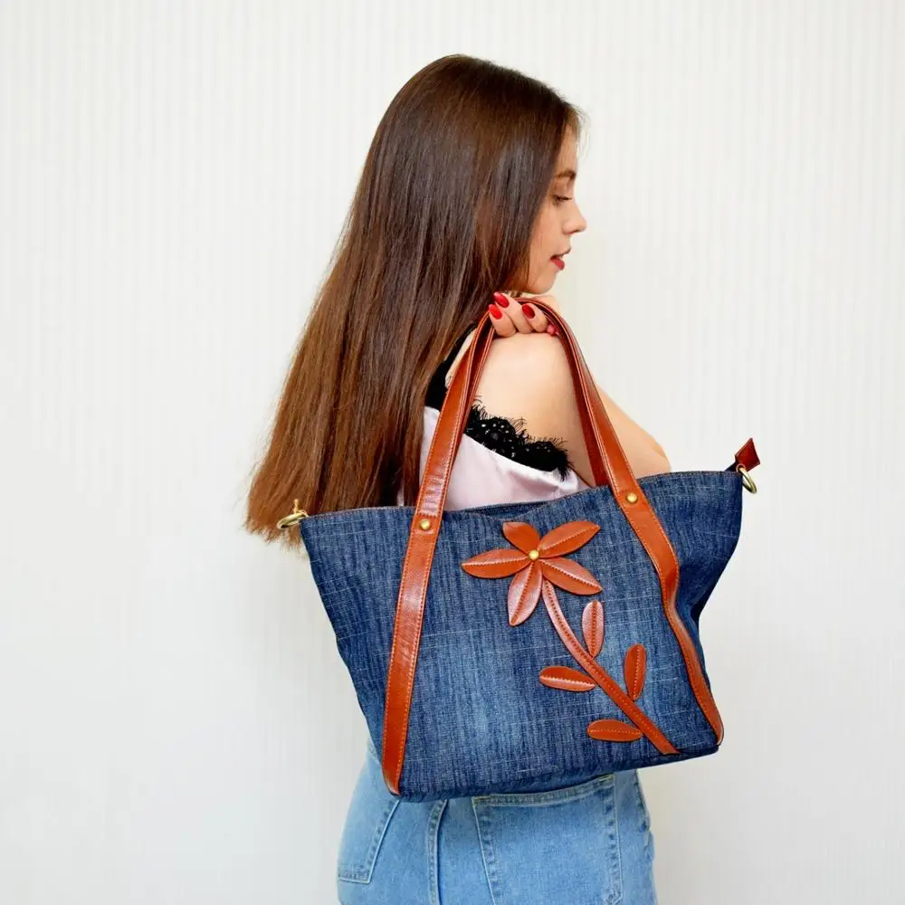 Все новые повседневные модные сумки тоут Джинсы женские через плечо джинсовые