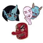 Эмалированная булавка Mugi The Oni Tengu Yokai, демоны, дьявол, коллекция японской необычной культуры