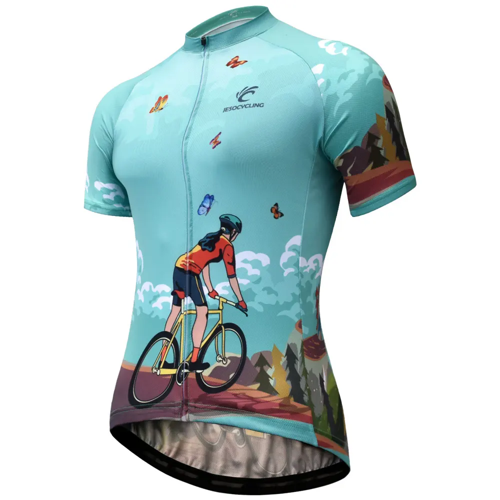 Футболка женская велосипедная с коротким рукавом Спортивная рубашка для езды на