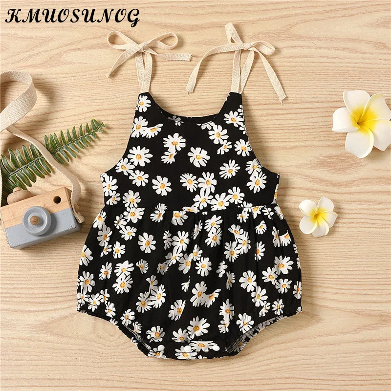 

Baby Girl Clothing Summer Sunflower Print Suspenders Bodysuits Toddler Girls Cotton Loose Rompers Newborn clothes