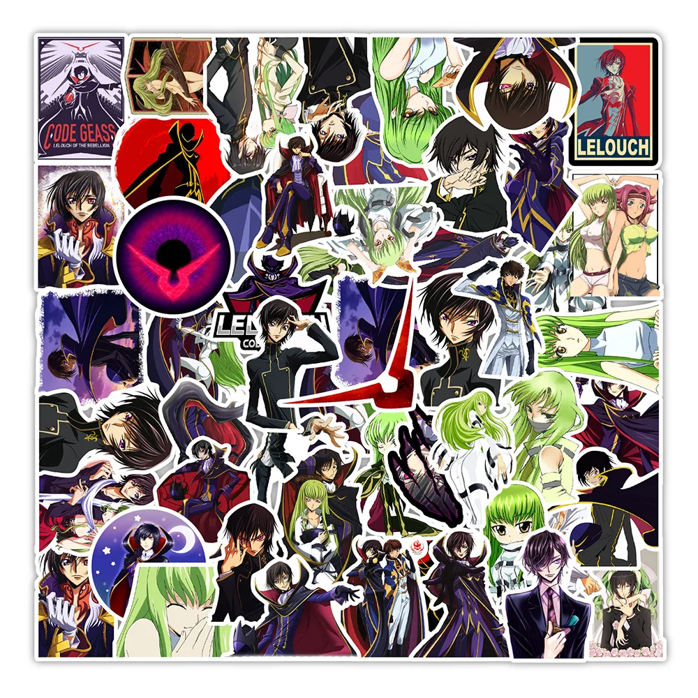 

50pcs CODE GEASS Lelouch of the Rebellion Anime Stickers Lelouch Laptop Bicycle Guitar Skateboards Kids DIY Graffiti Decals Toys