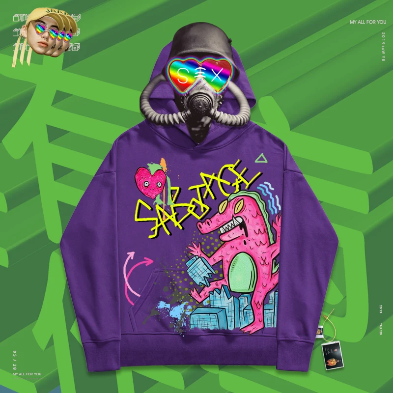 Детский свитер в стиле хип хоп творческий толстовки пара наклейки с принтом