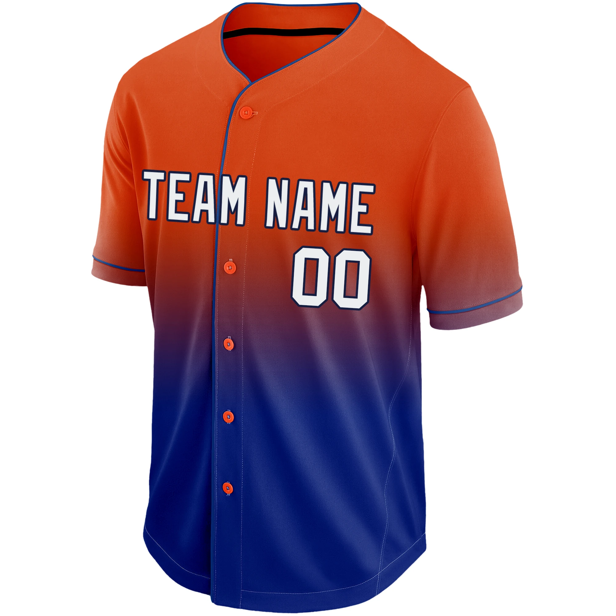 Custom Baseball Jersey Short-Sleeve Cardigan Softball Sport Shirt  Gradient Color Printed Design Team Name/Number For Men/Kid