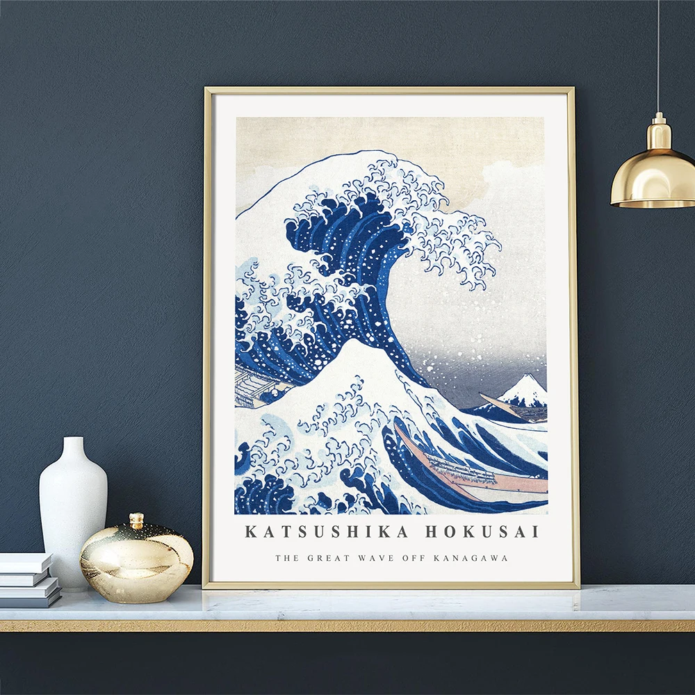 Фото Hokusai The Great Wave Poster Katsushika Hokusai Exhibition Canvas Painting Print Picture Vintage Wall Bedroom Home Decoration №1