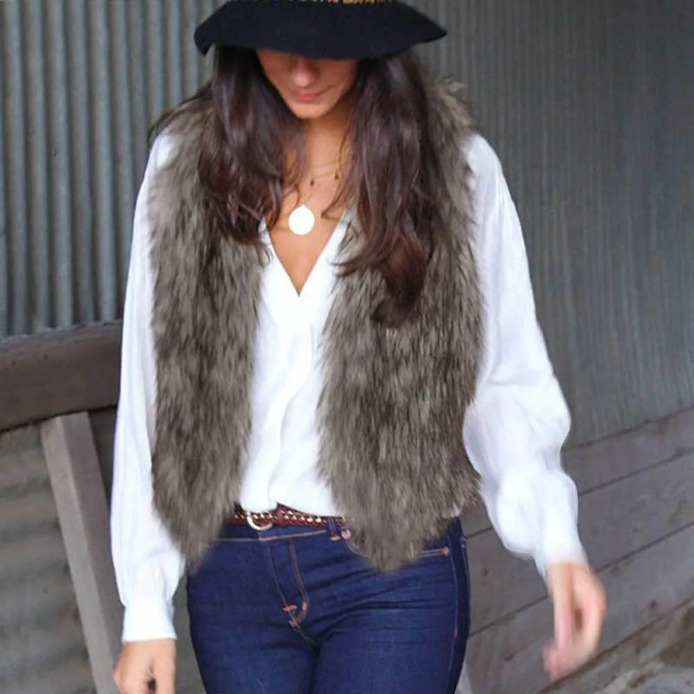 JAYCOSIN жилет из искусственного меха женские зимние модные средние короткие