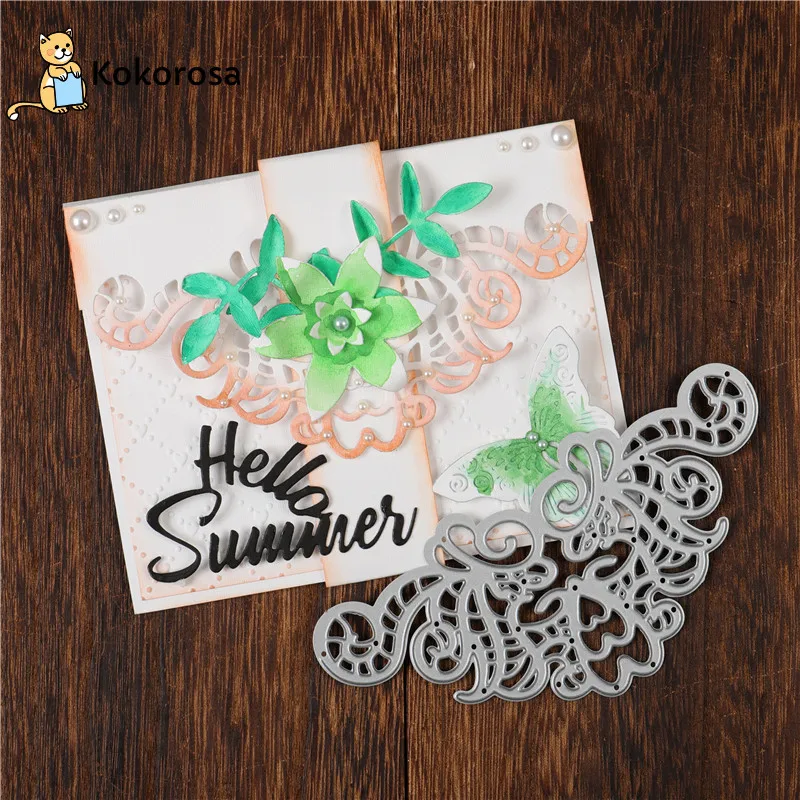 Kokorosa кружевные металлические Вырубные штампы Цветочные уголки Скрапбукинг для