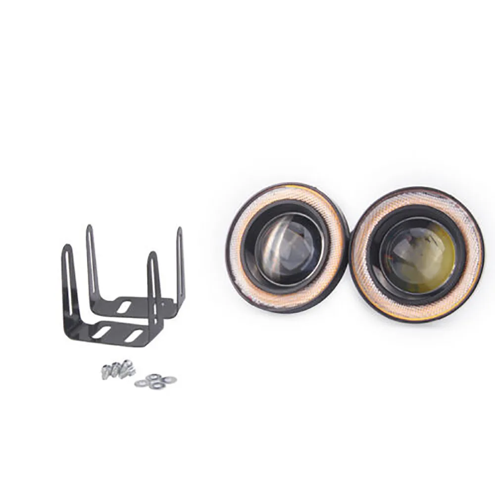 

2 Pcs Fog Lights 3200LM 3\" Angel Eye COB Driving Motorcycle Head Lamp