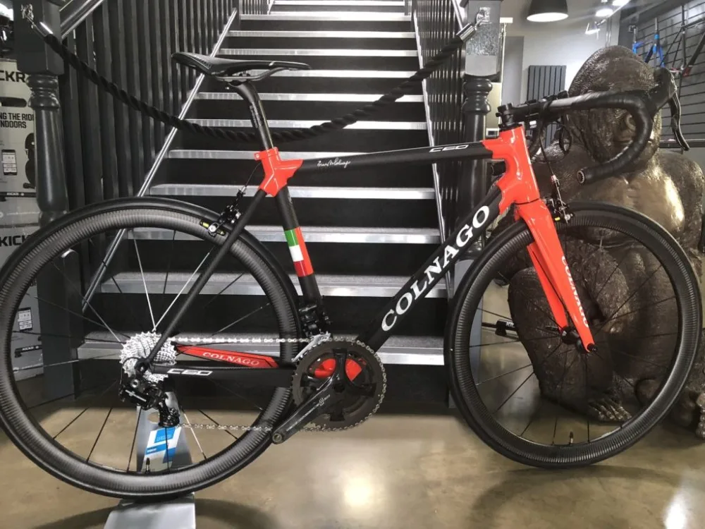 Красный Colnago C60 карбоновый Дорожный полный велосипед с R7000 Groupset углеродный саржевый рулевой руль красный COLNAGO