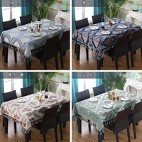 luxury european rectangle table cloth with tassel embrodered jacquard table cover coffee house home decoration tablecloth a1