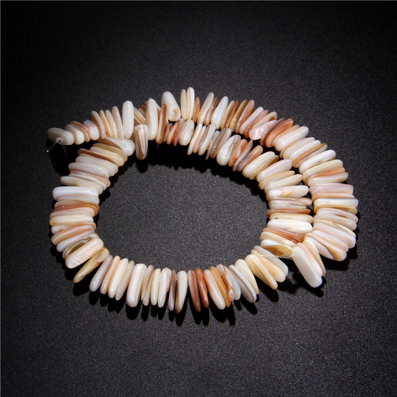 Бусины из ракушек и натурального перламутра острые длинные бусины в форме