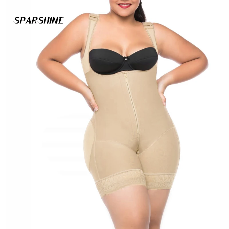 

Women'S Corset Waist Traine Compression Bodysuit Zipper Closure With Wide Adjustable Shoulder Straps Postpartum Tumt Control