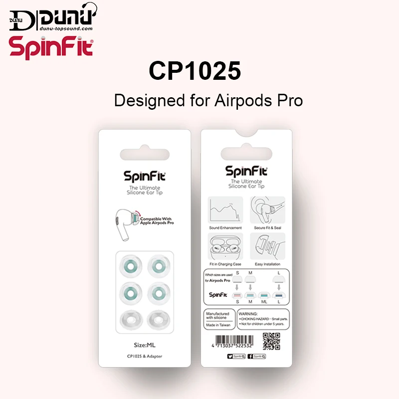 

Сменные силиконовые наушники Spinfit CP1025, наушники для Airpods Pro, 1 карта с 4 наконечниками, 2 адаптера, vs xiaomi bluedio