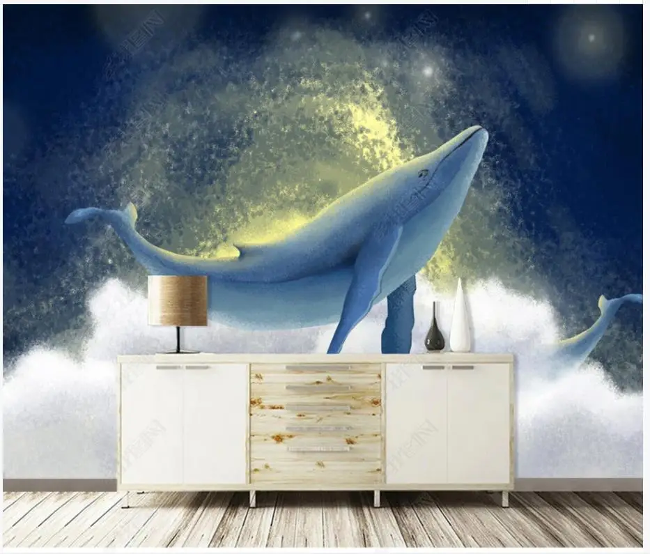 

Пользовательские фото обои для стен 3 d фрески скандинавский рисунок ручной росписи мультяшный Дельфин фон для телевизора настенные бумаги роспись Декор
