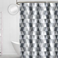 shower curtain gray triangular lattice fabric mildew resistant waterproof bath curtains for bathroom 12pcs hooks