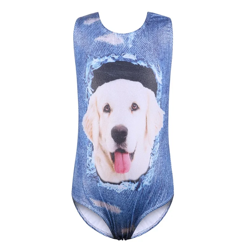 B215 Dog BAOHULU/для подростков и младенцев; цвет черный, синий; гимнастические трико для девочек; принт со звездами; детский спортивный костюм для катания на коньках; Одежда для танцев - Цвет: B215 Dog