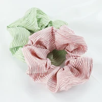 new satin folds large scrunchies elastic rubber hair band women girl solid headband pleated ponytail holder hair tie accessories