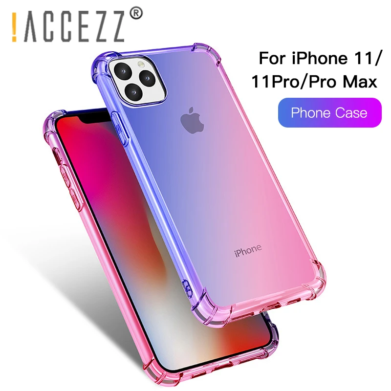 

!ACCEZZ Shockproof Silicone Phone Case For Apple iPhone 11 Pro Max Soft TPU Cases Protection Back Cover 5.8inch 6.1inch 6.5inch
