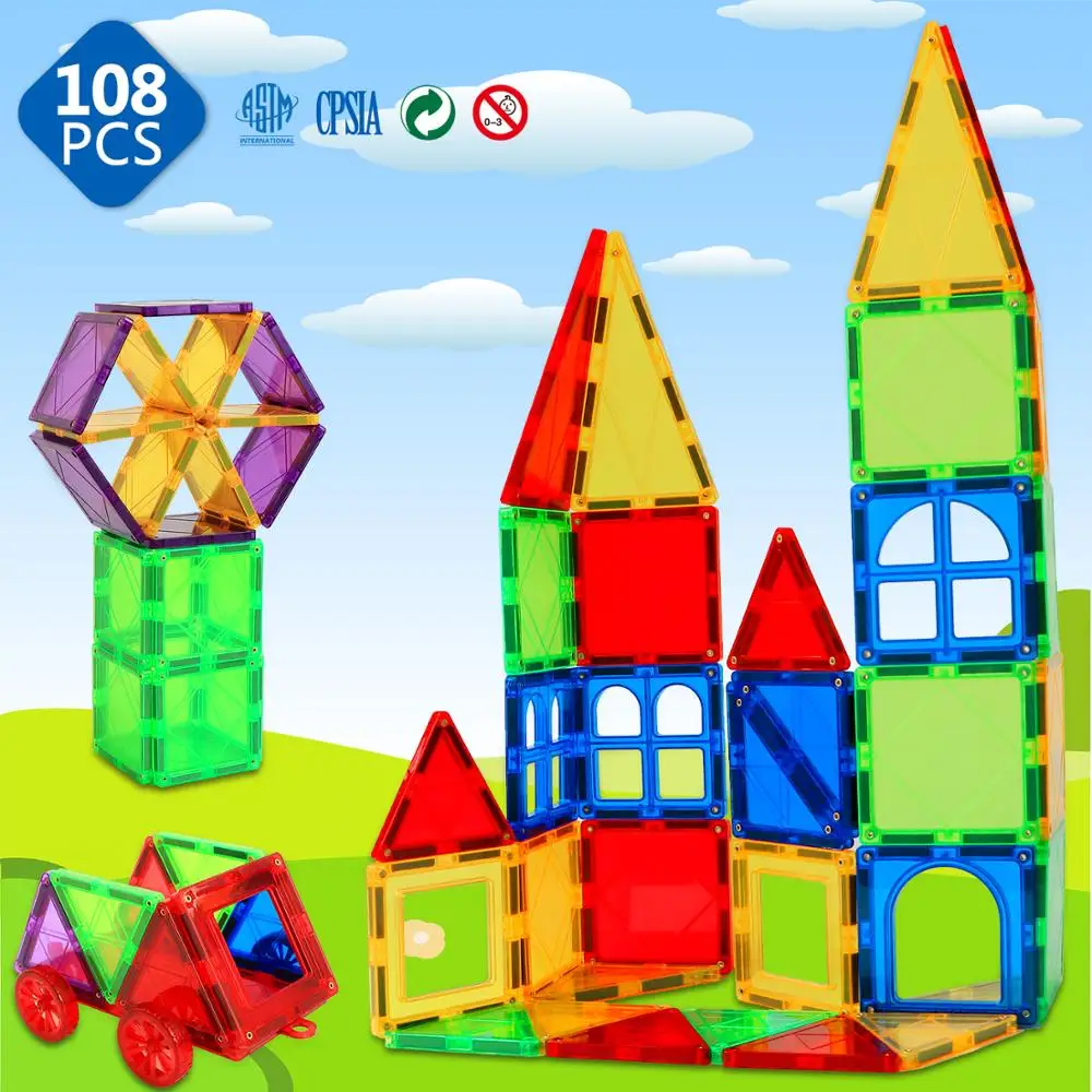 Romboss Big Size 3D Magnetic Tiles Building Blocks Magnet Constructor Brick Sets Educational Toys for Children Gifts | Игрушки и хобби
