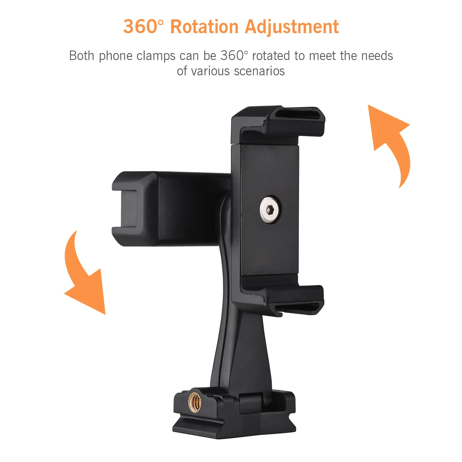 Andoer Universal Phone Tripod Mount with Dual Phone Holders Vertical Horizontal Phone Clamp Vlog Live Video Teaching Meeting